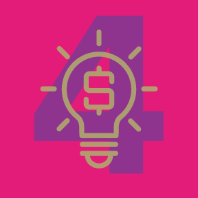 A line-drawing of a lightbulb over the number four.