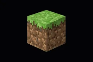 Pixelated Minecraft block.