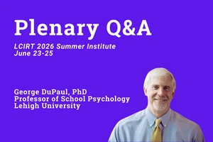 Plenary Q&A information on a purple background with a headshot of George DuPaul.