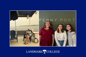An illustration featuring photos of Ellie Matte and Jules Seely-Power at their summer internships.