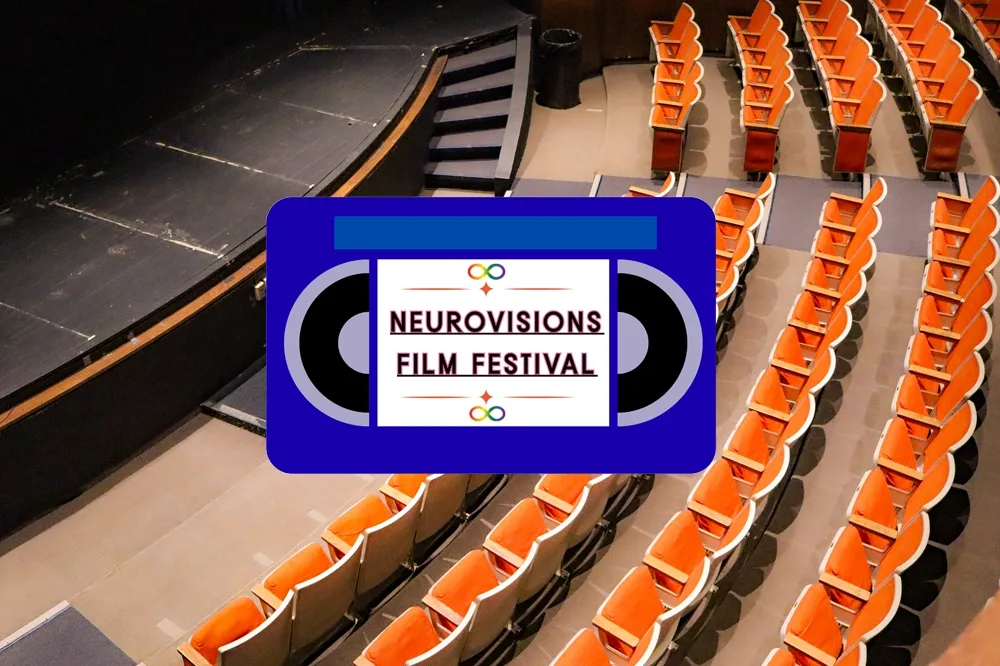 The Neurovisions Film Festival logo over an overhead view of theater seats.