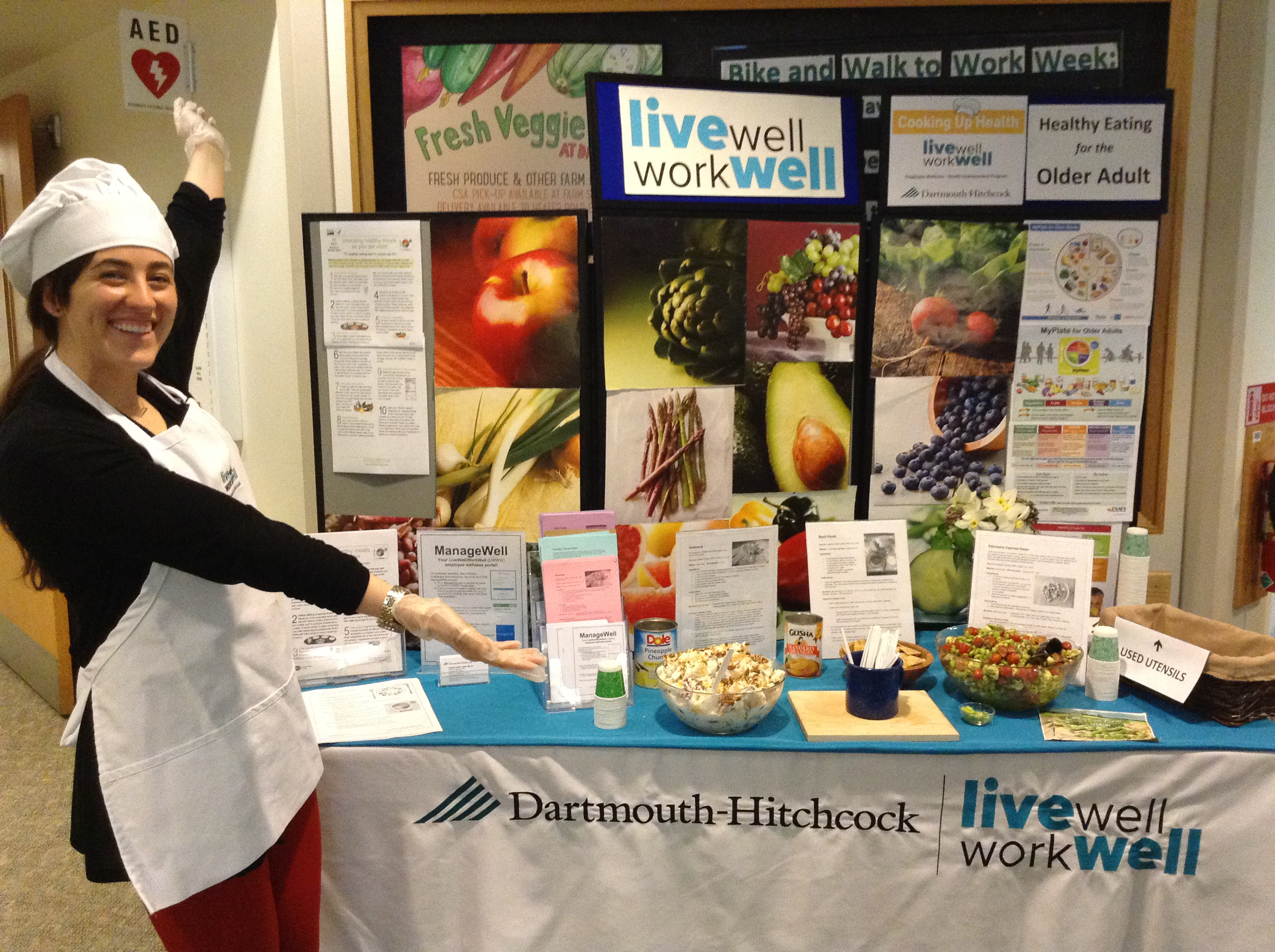 Ali Williams '11 with her nutritional display at Dartmouth-Hitchcock Hospital.
