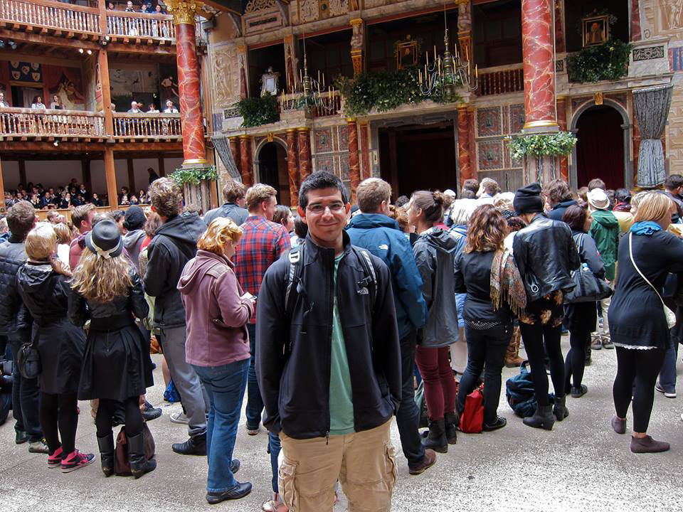 Ben in crowded plaza.
