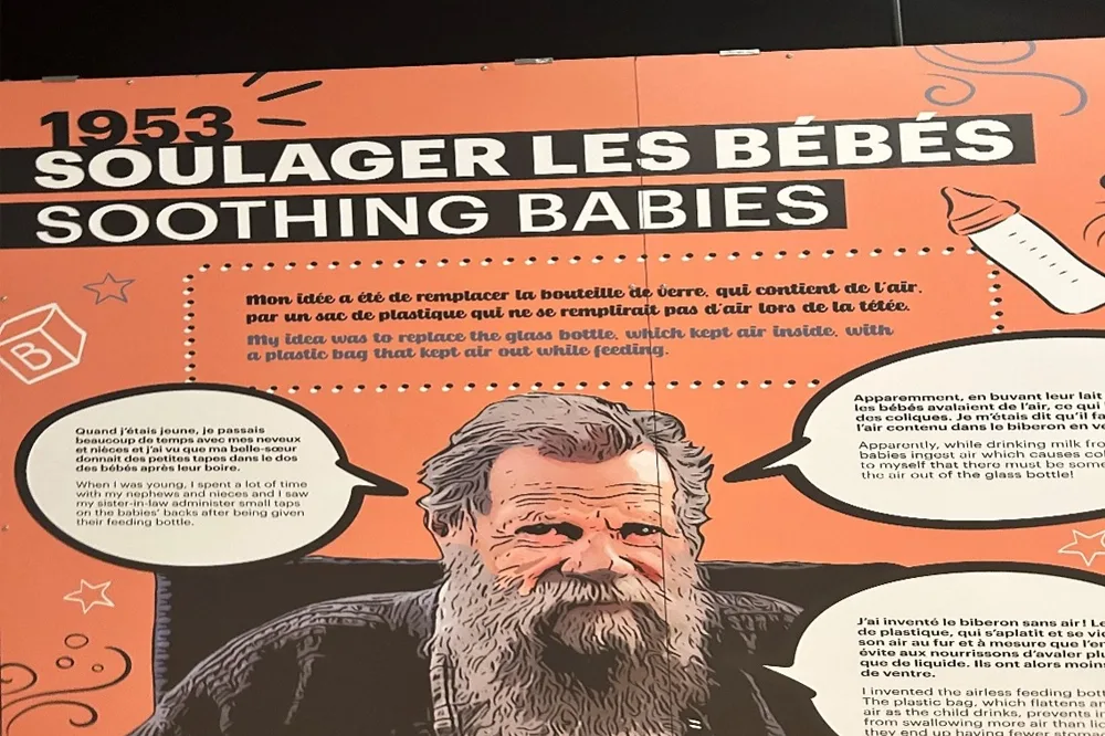 artwork with writing in French and English