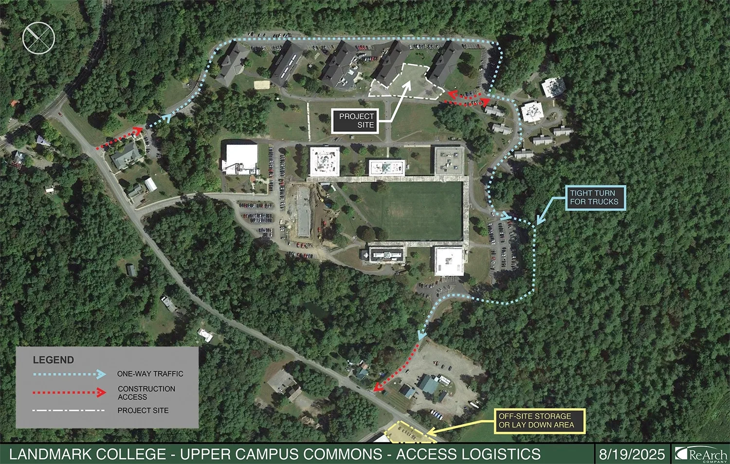 Logistics map for Upper Campus Commons project