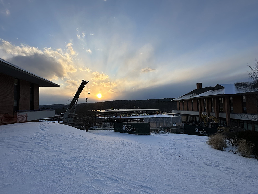 Sunset view of construction site