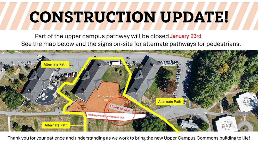 map showing path around construction site