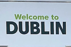 This is the sign that hangs above the arrival area in Dublin Airport.