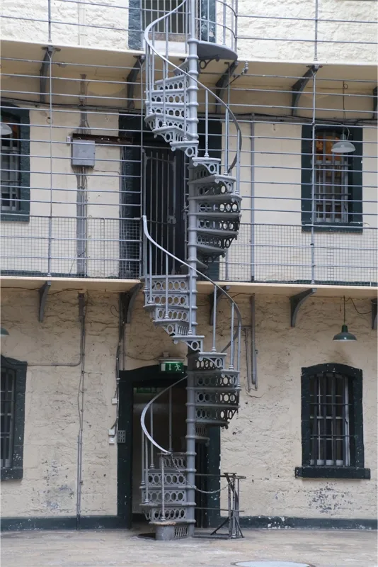 A spiral staircase in the East Wing