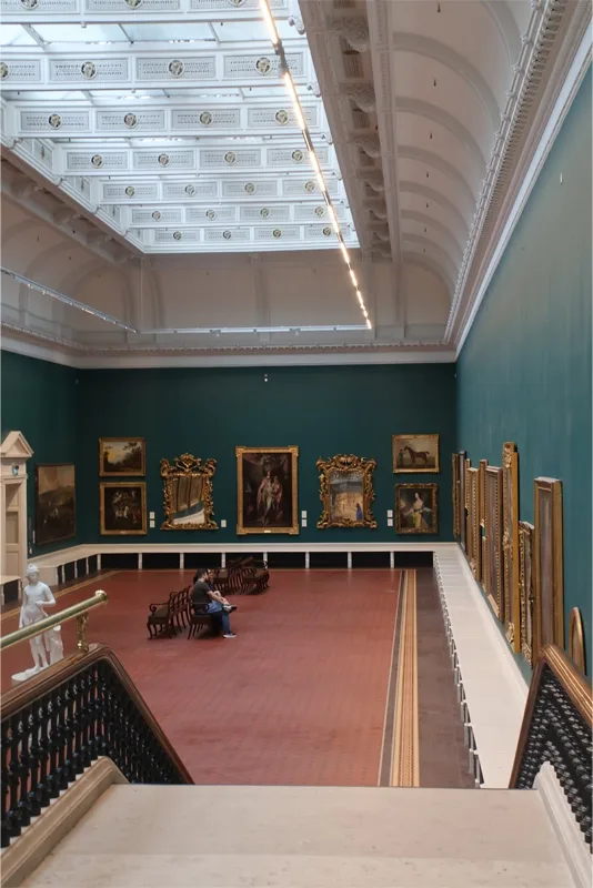 A view of the 18th Century Portraiture Exhibit at the National Gallery 3rd Floor, lit from above by windows