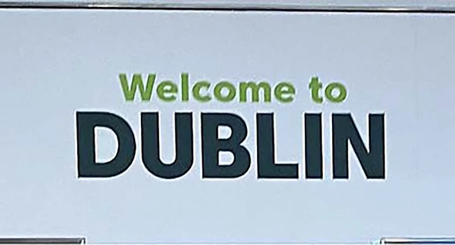 This is the sign that hangs above the arrival area in Dublin Airport.