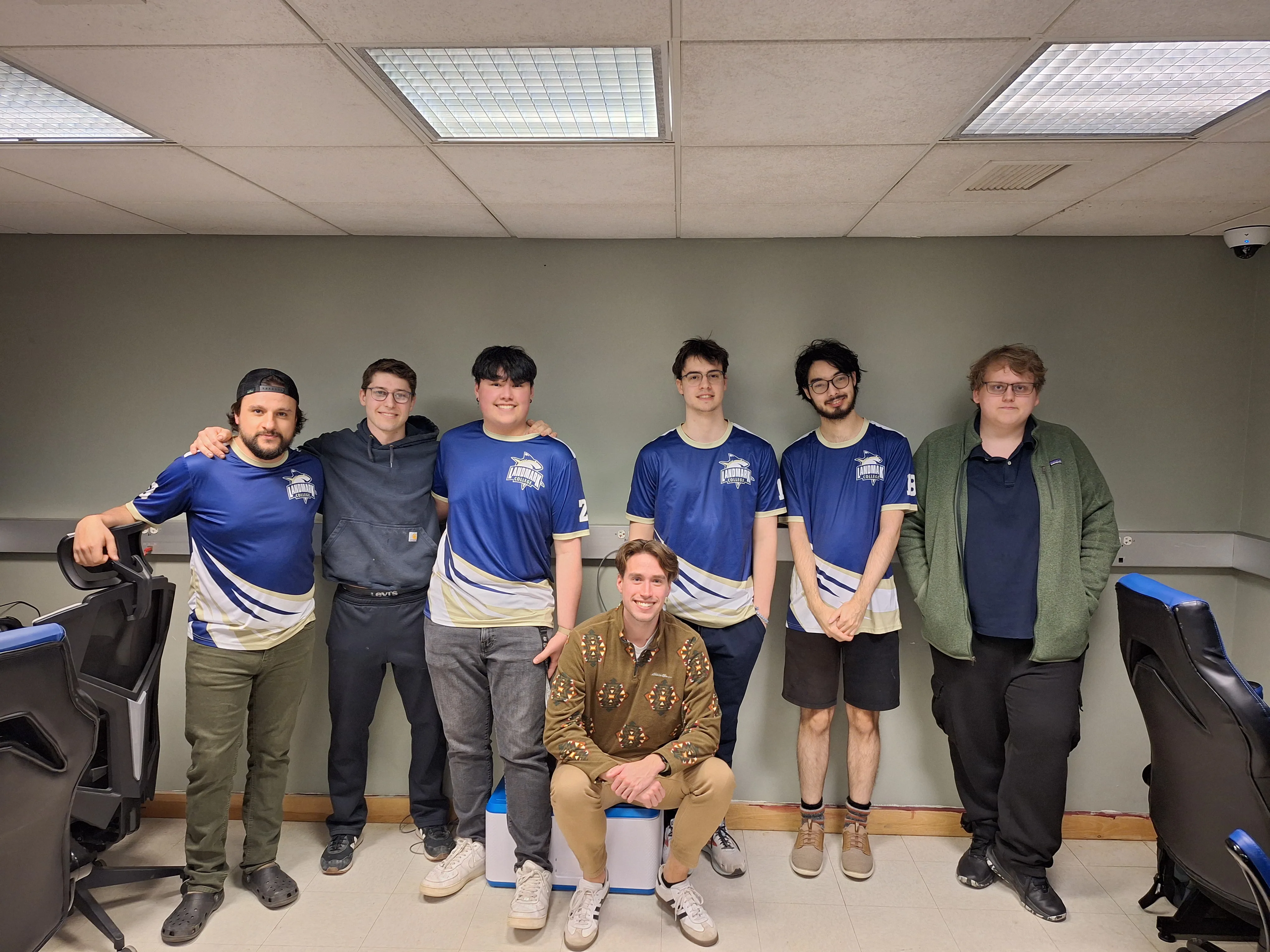 Members of the Landmark College Valorant Esports team pose for a team photo.