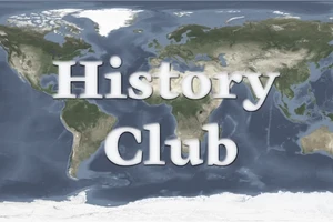 A graphic of the world with the words "History Club" displayed in white serif block letters.