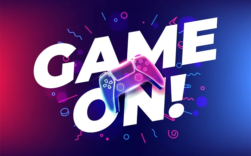 A graphic shows the text "Game On" in all caps with a video game controller.