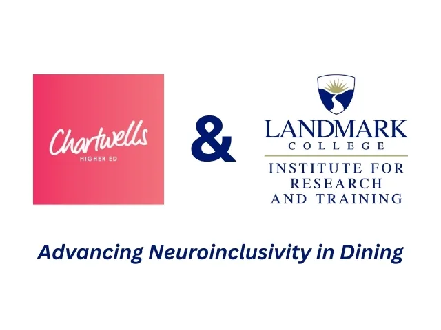 Illustration displaying the logos Chartwells Higher Ed and the Landmark College Institute for Research and Training