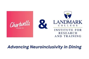 Illustration displaying the logos Chartwells Higher Ed and the Landmark College Institute for Research and Training