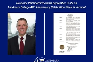 Headshot of Governor Phil Scott next to the declaration document.