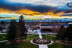 Johnson & Wales University Denver campus at sunset.