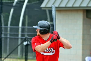 Stanley at bat for the Putney Fossils.