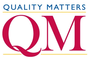 Quality Matters logo includes the words Quality Matters in blue type with a large Q and M in red below it.
