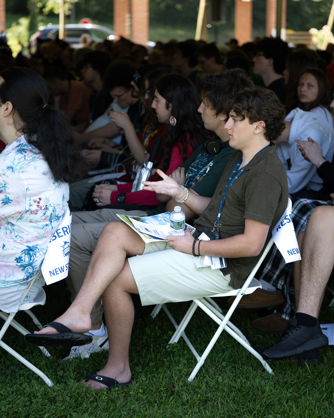 A diverse audience of incoming students sitting during convocation