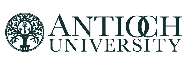 The Antioch University logo, which includes a tree with a key in the middle within a circle and the text "Antioch University," with the O and C in "Antioch" overlapping.