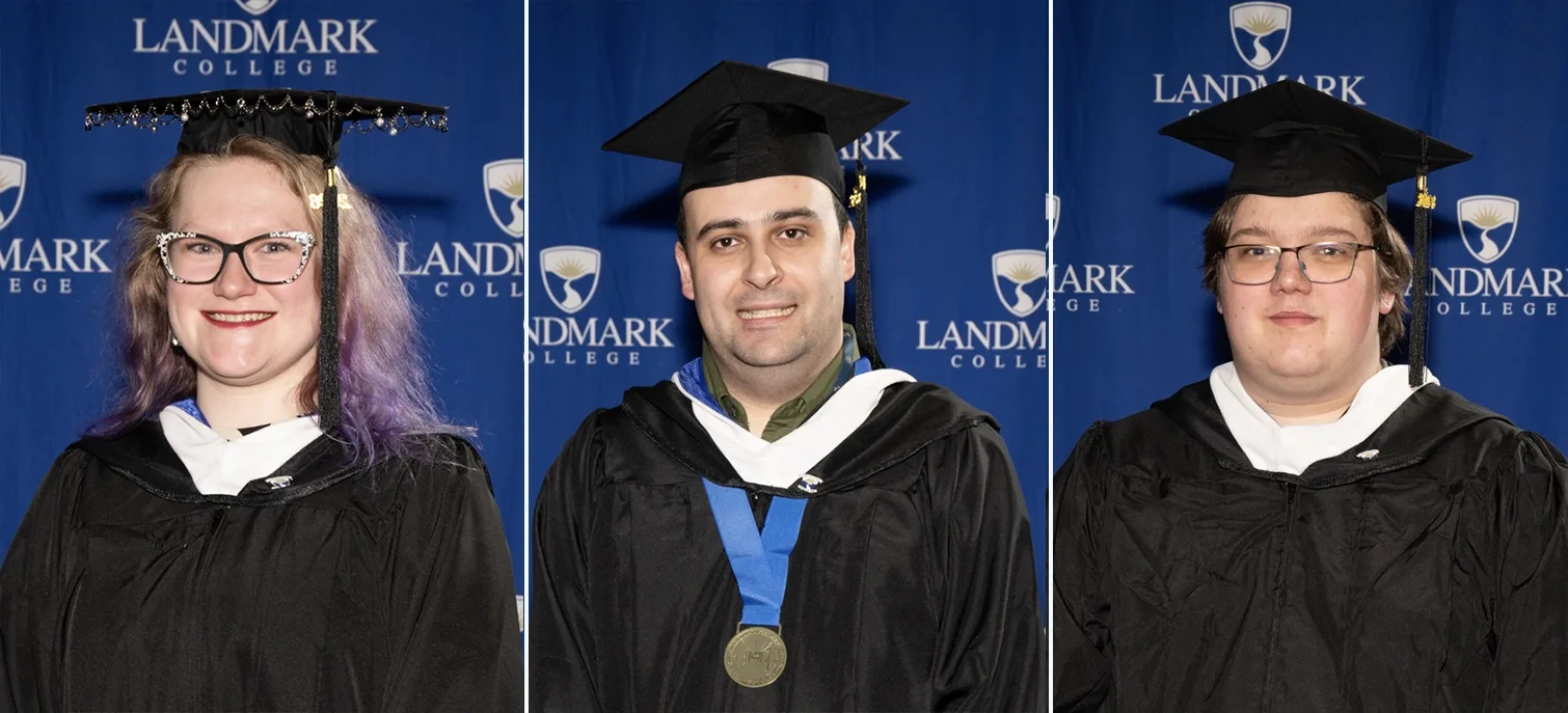 Headshots of the first three students to receive a B.A. in History degree.