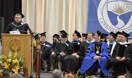 Student speaks at graduation.
