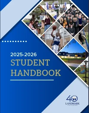 Landmark College student handbook cover.